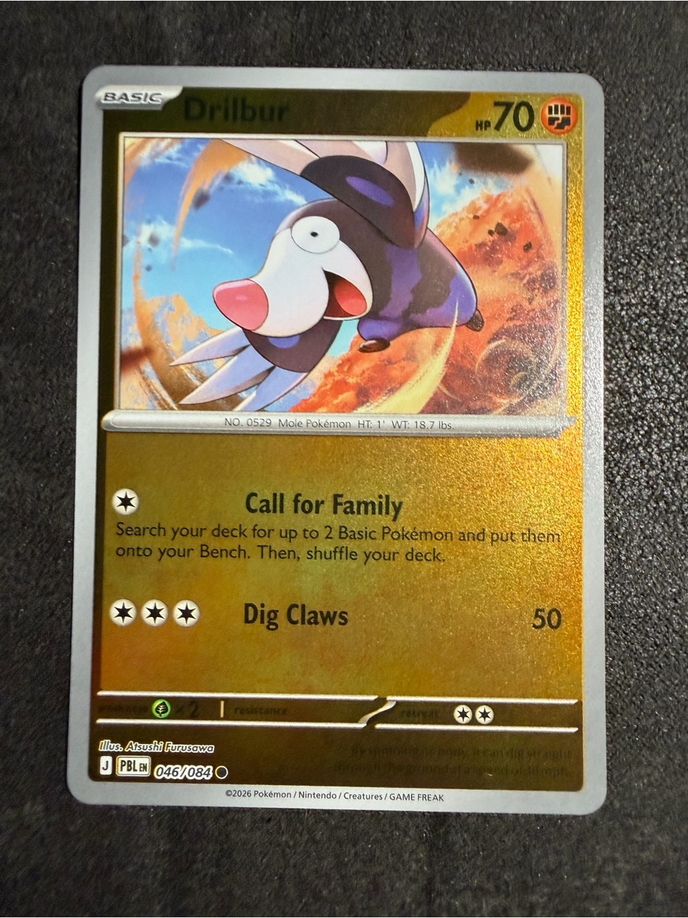 Pokémon Litwick & Drillbur Holofoil Trading Card -NOT GRADED